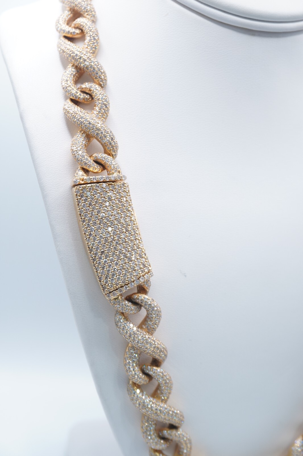 14K Yellow Gold Infinity Cuban Chain 39.6ct Genuine Natural Diamonds image 5