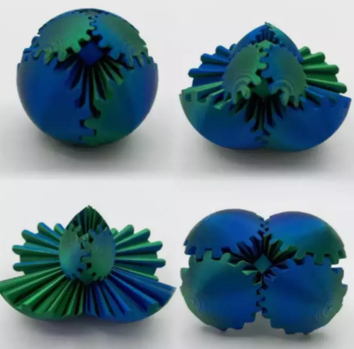 Gear Ball 3D Printed Gear Ball Spin Ball OR Cube Fidget Toy +* - Picture 6 of 8