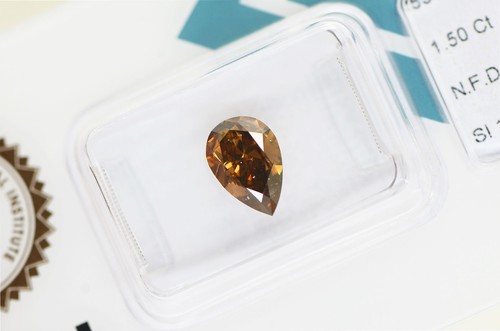 Brown Pear Shape Diamond Natural Fancy Real Loose 1.50 Carat SI1 IGI Certificate - Picture 2 of 6