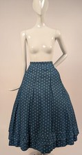 SWEETEST VICTORIAN BLUE ROSE PRINT CALICO PRAIRIE SKIRT 