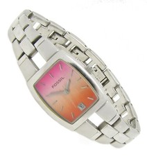 Fossil F2 Damen Armbanduhr Edelstahl orange pink Datum ES-1056 3ATM Bat neu S215