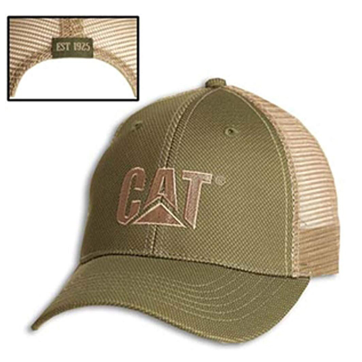 【TEMBEA】 CAT CAP Caterpillar CAT Equipment Snapback Bro White Mesh Cap/Hat