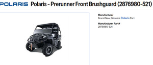 POLARIS RANGER 2005–2010 OEM PRE-RUNNER FRONT BRUSH GUARD 2876980-521