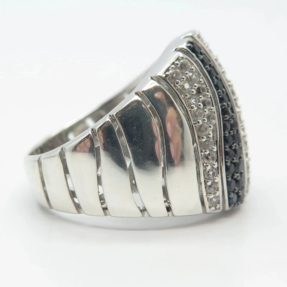 2ct Round Cut Simulated Black Onyx/CZ Pinky/Dome Band Ring 14k White Gold Plated - Image 4 of 4