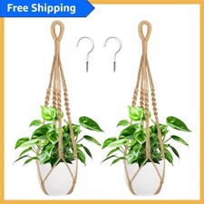 Versatile 27-Inch Macrame Plant Hangers for Indoor Garden Elegance   2 Pack