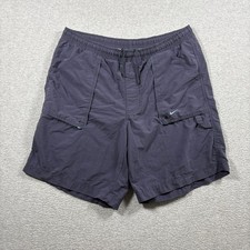 Vintage 90s Nike Ath Dept Nylon Cargo Shorts Mens L Navy Blue Mesh Lined Y2K