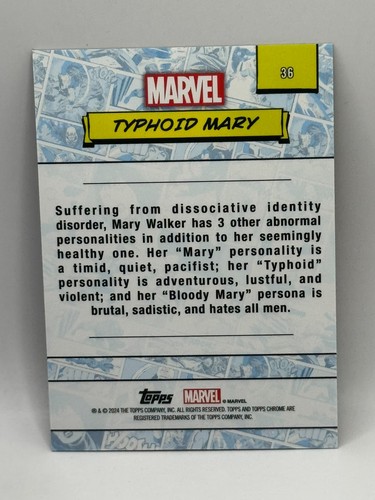 2024 Topps Cromo Marvel Zafiro #36 Typhoid Mary Oro/50 - Imagen 2 de 2