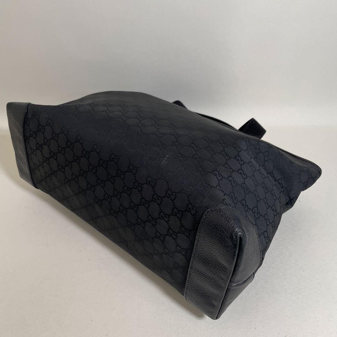 GUCCI GG Nylon Tote Bag Black Leather Trim Excellent Condition thumbnail 5