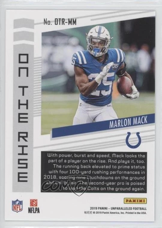 2019 Panini Unparalleled On the Rise Marlon Mack #OTR-MM - Image 2 of 2