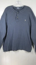 Polo Ralph Lauren Shirt Me XL Blue Thermal Henley 90's Comfort Grunge Preppy