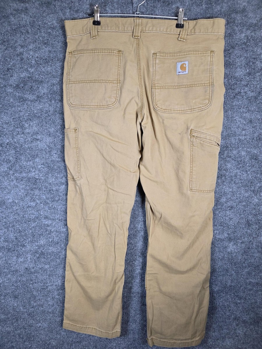 Carhartt Pants Mens 34x30 Khaki Relaxed Fit Double Knee Workwear