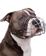 BRONZEDOG Pitbull Dog Muzzle Breathable Metal Basket for Large Dogs (DARK BROWN)