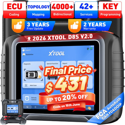 2026 XTOOL D8S Car Bidirectional OBD2 Scanner ECU Coding Key Programmer Topology