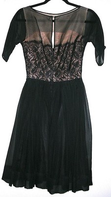 black mardi gras dress Vtg 1950's NY Silk Chiffon & Lace Sz Small 7/8 USA collection: NEW ARRIVALS Get ready to celebrate Buy Black/White Polka Dot Size:UK 8 | US 4 | S
