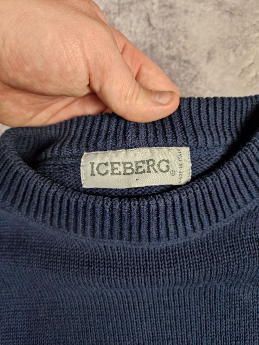 Vintage ICEBERG Sweater Rare 90s Men's Luxury Y2K Big Logo Long