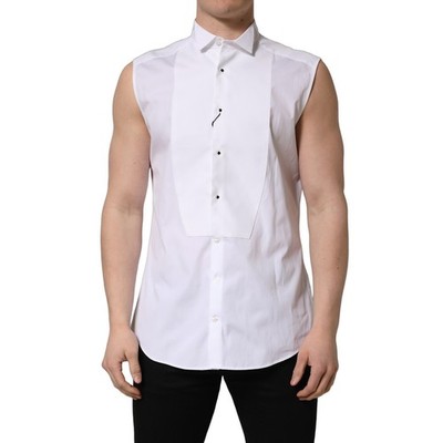 DOLCE & GABBANA Hemd Weiß Baumwolle MARTINI Ärmellos Herren Kleid 41/US16/L...