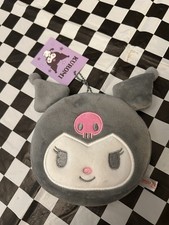 New BIG 5  Sanrio KUROMI Plush Keychain ZIPPER Bag Coin PURSE Wallet HELLO KITTY