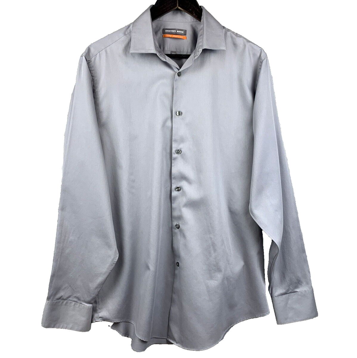 GEOFFREY BEENE Dress Shirt Men's 16 - 34/35 Gray Wrinkle Free Fitted Corp  Church