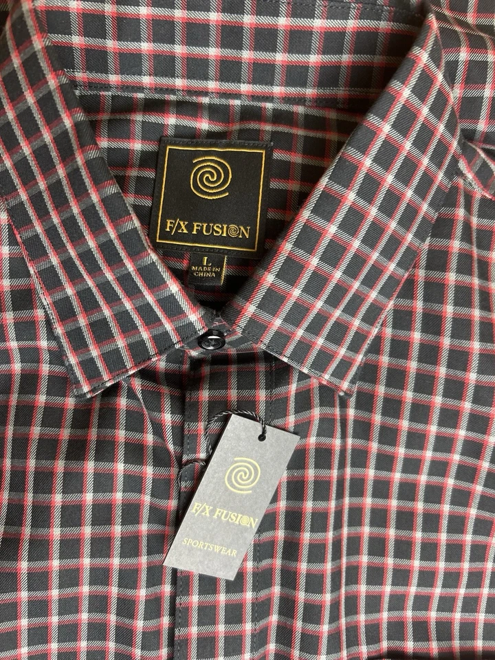 F/X Fusion Button Down Long Sleeve D1916 Size Large Black/Red - Image 3 of 3