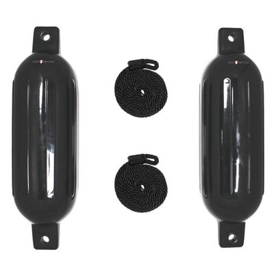 Extreme Max BoatTector Inflatable Fender 2-Pack 4.5''x16'' Black Boat Bumpers