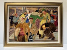 Jo Cain Painting Antique American Regionalism Wpa Listed Famous Impressionist