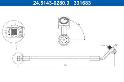 ATE 24.5143-0280.3 Brake Hose for AUDI,CUPRA,SEAT,SKODA,VW