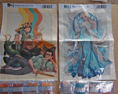 2 New Diamond Painting Kits, Mosaic Art, Diamond Dots - Cartoons - Free US Ship