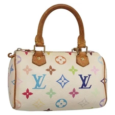 LOUIS VUITTON Monogram Multicolor Mini Speedy Hand Bag White M92645 Auth 141659