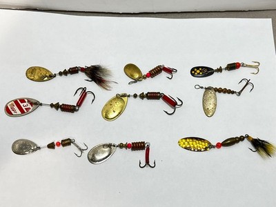 Lot Of 9 Mepps Aglia Spinner Lures Some With Bucktail