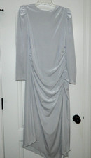 Women's Express Long Light Gray Silver Velvet Dress w/Rutched Sides Size Large
