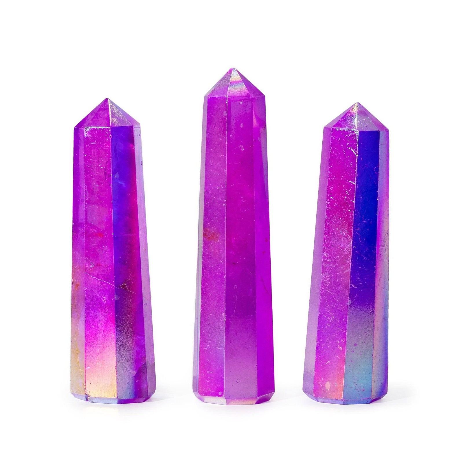 Purple Aura Crystal Quartz Obelisk Point 9cm ✨ Iridescent Gemstone Tower