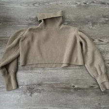 Wilfred Aritzia Montpellier Merino Wool Cropped Turtleneck Sweater Womens Small