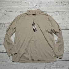 Perry Ellis Pullover Mens XL Sandbar Beige Luxury Pima Cotton Quarter Zip Shirt