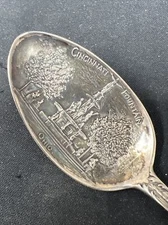 Antique Cincinnati Fountain Ohio Sterling Silver Souvenir Spoon 26g N239