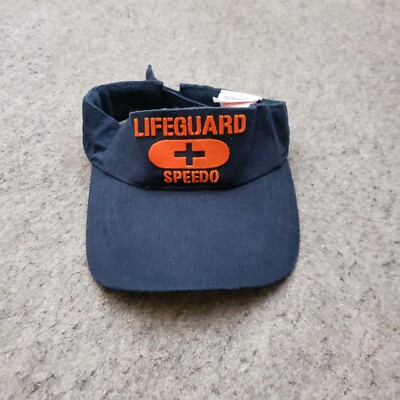 Speedo Hat Cap Visor Mens One Size Blue Orange Outdoor Strap Back Lifeguard