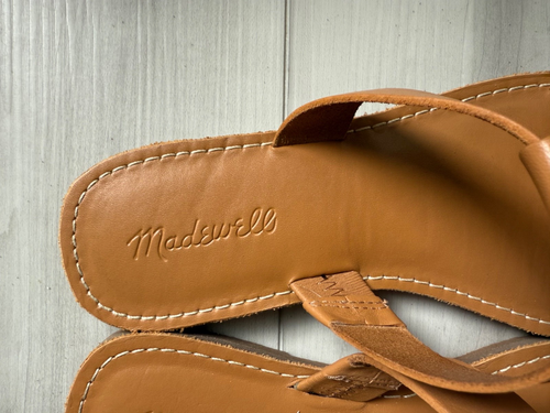 Madewell Boardwalk T- strap Sandals Size 8 ENGLISH SADDLE - Picture 8 of 10