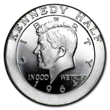 1 TROY OZ .999 FINE SILVER BULLION KENNEDY HALF DOLLAR ROUND 112.97 per troy oz