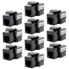 10x Cat3 RJ11 RJ12 Telephone Phone Line Keystone Jack 110 Punch Down 6P6C Black