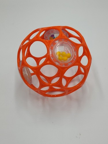 Bright Starts Oball Easy-Grasp Rattle Ball BPA-Free Infant Toy Orange Newborn - Picture 2 of 6
