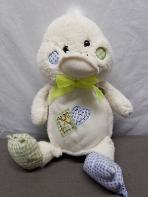 Goffa Int'l Corp Cream Off White Duck Gigham Patches Heart Cross Plush Lovey 13''