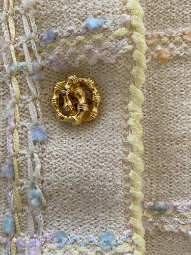 Alnoral By Al Spokavicius L Yellow Knit Sweater Jacket Pastel Easter Classic VTG - Picture 10 of 13