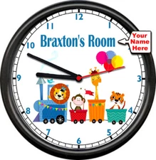 Train Caboose Boy's Baby's Kid's Decor Personalized Room Poster Sign Wall Clock 
