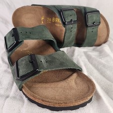 Sandals Birkenstock Arizona Forest Green Black Buckle 38 7 1/2 Microfiber NEW