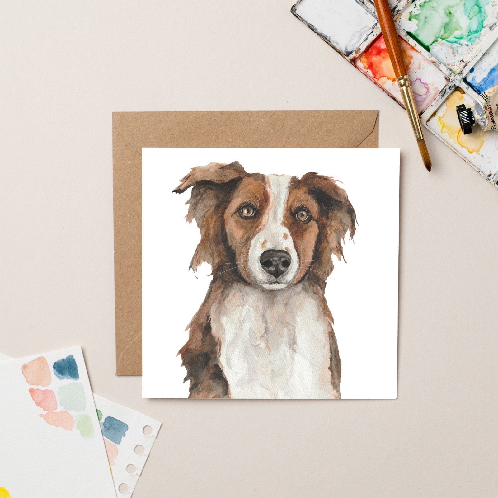 StreetVet Charity Card Dog Collie - Modern Illustrated Watercolour Greeting