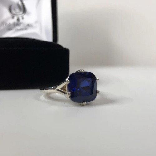 4.00 Ct Natural Blue Sapphire Anniversary Ring 14K White Gold Size 6.5 - Picture 3 of 7