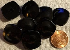 8 Shiny Domed Square Black Plastic Shank Buttons 20mm 13/16" # 8296