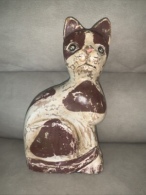 Katze Figur aus Holz - Türstopper Vintage