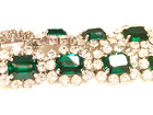 Vintage Signed Christian Dior Faux Emerald and Diamond Bracelet, Rare