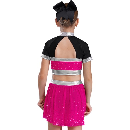 Girls Uniform Cheer Leader Outfit Sports Set Competition Tops Cheerleading Mini - Picture 34 of 47
