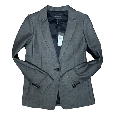NWT BCBG Dark Heather Gray Work Career Blazer Suit Jacket Women s Sz M $278